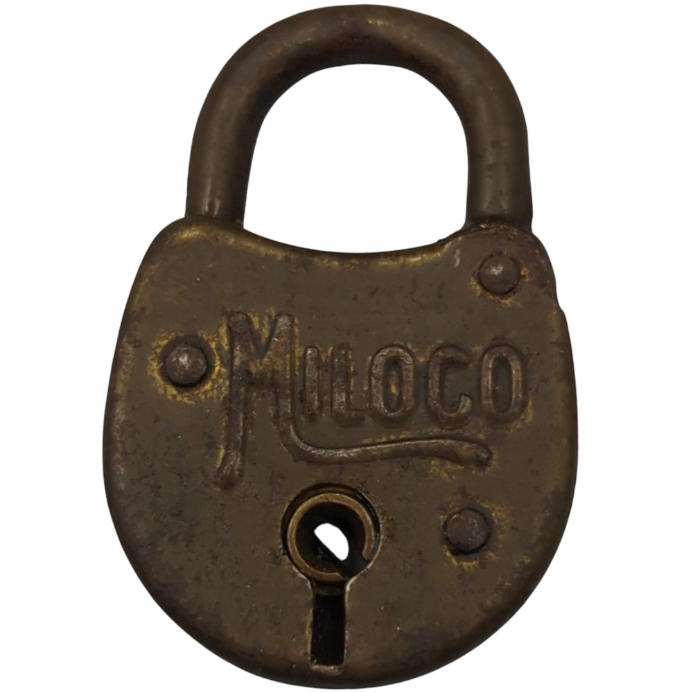 Antique Miloco Brass Lever Padlock Small Lock Vintage No Key - Picture 1 of 6